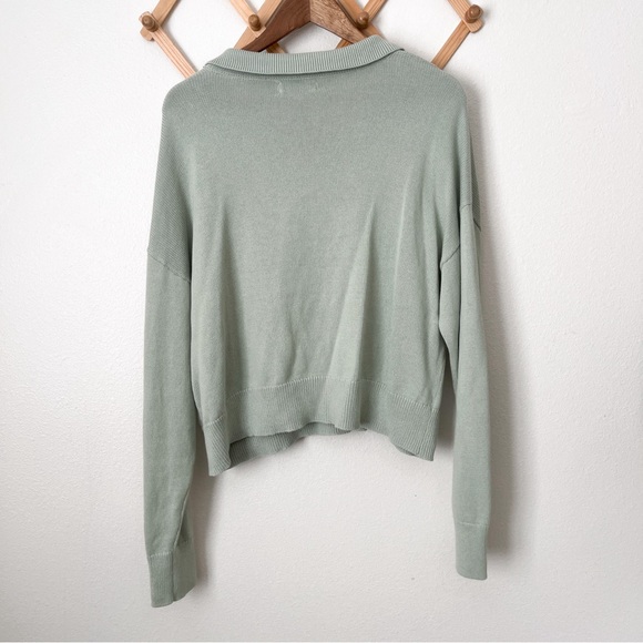 Calvin Klein Cotton V-Neck Sage Green Sweater Size Large - Picture 3 of 6
